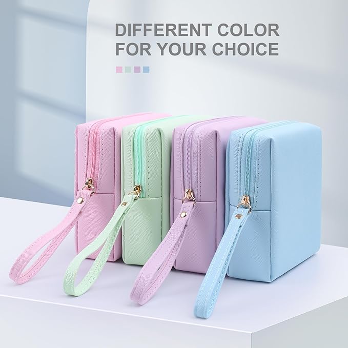 Sanitary Napkin Period bag for Women, Sanitary Napkin Storage Bag, PU Leather Sanitary Pad Bags Pounch, Portable Tampons Zipper Organizer Bag with Handle for Ladies