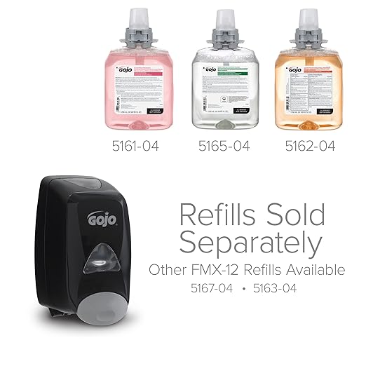 GOJO FMX-12 Push-Style Foam Soap Dispenser, Black, for 1250 mL FMX-12 Foam Soap Refills (Pack of 1) - 5155-06