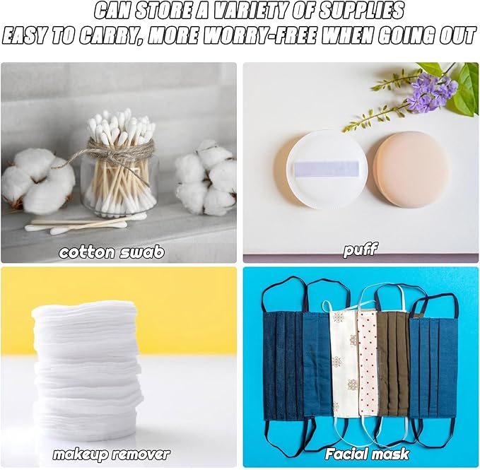 4 Pcs Clear Portable Cotton Swab Ball Holder Travel Cotton Pad Holder Dispenser Cosmetic Sponge Storage Box with Transparent Lid Storage Jar Cosmetic Pad Container Dental Floss Box