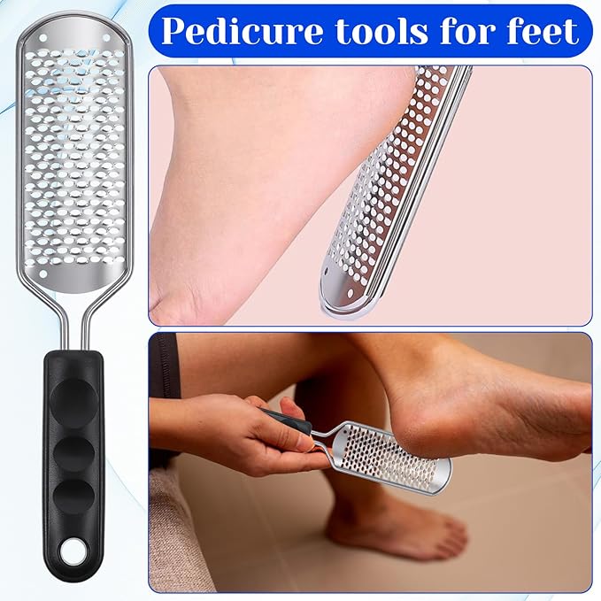 12 Pcs Foot File Callus Remover Replacement Blades Metal File Callus Remover Shaver Blades Hard Skin Remove Stainless Steel 2 Designs Big/fine Hole for Detachable Foot Scrubber