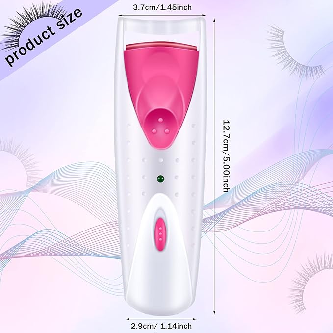 2 Pieces Heated Eyelash Curler Electric Eyelash Curlers Painless Safety Design with Double Silicone Curling Pad for Women Long Lasting Naturally Eyelashes (Pink)