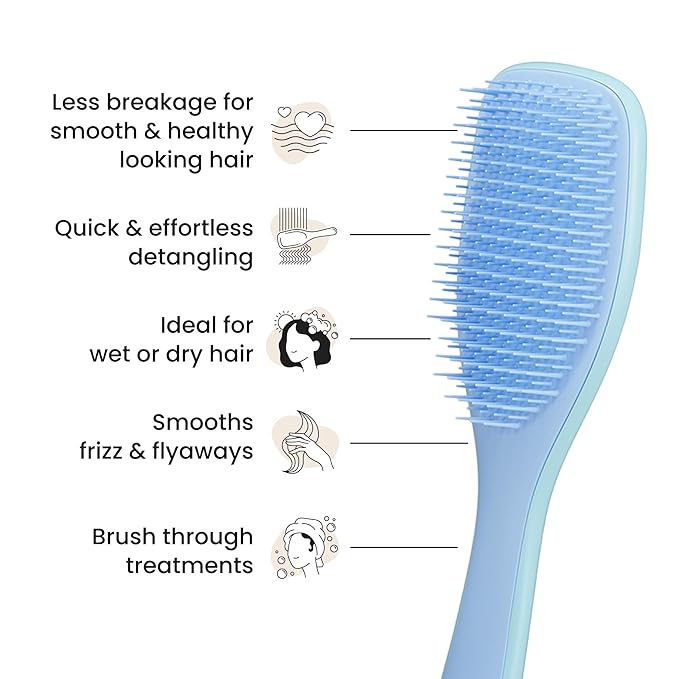 Tangle Teezer Ultimate Detangler Brush for Wet & Dry Hair, Eliminates Knots & Reduces Breakage for Straight to Wavy Hair Types, Denim Blues