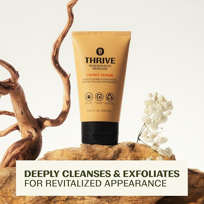 Thrive Natural Care Face Scrub for Men & Women - Exfoliating Face Wash with Anti-Oxidants Improves Skin Texture, Unclogs Pores & Helps Prevent Ingrown Hairs - Pack of 3