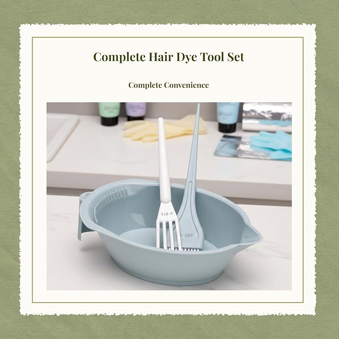 Hair Dye Coloring Set Color Mixing Tool Professional Hair Coloring Bowl Soft Bristle Brush, Green