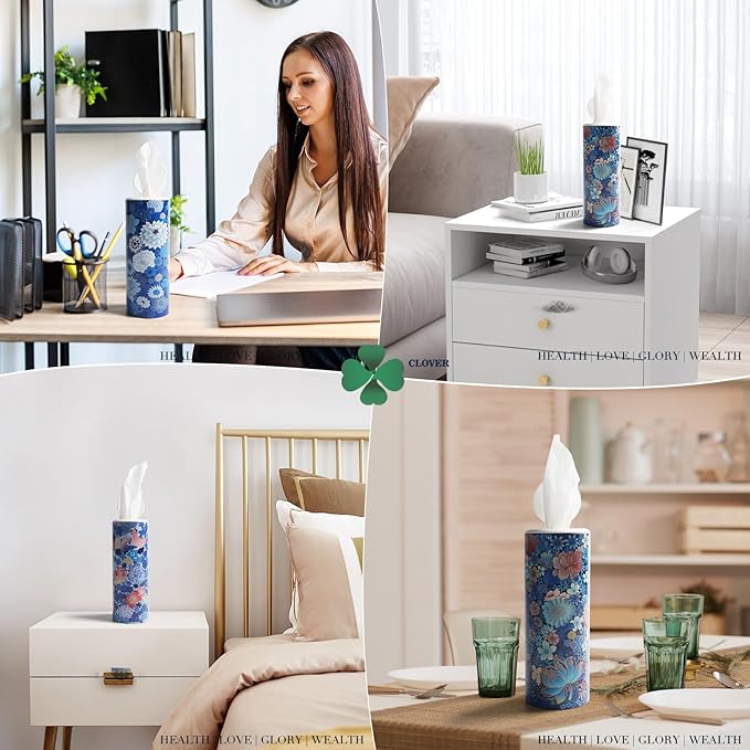 Facial Tissues with Cap - 4 PK Car Tissues Cylinder,Car Tissue Holder with Facial Tissues Bulk,Round Tissue Boxes,Travel Tissues for Cup Holder,Round Tube tissues