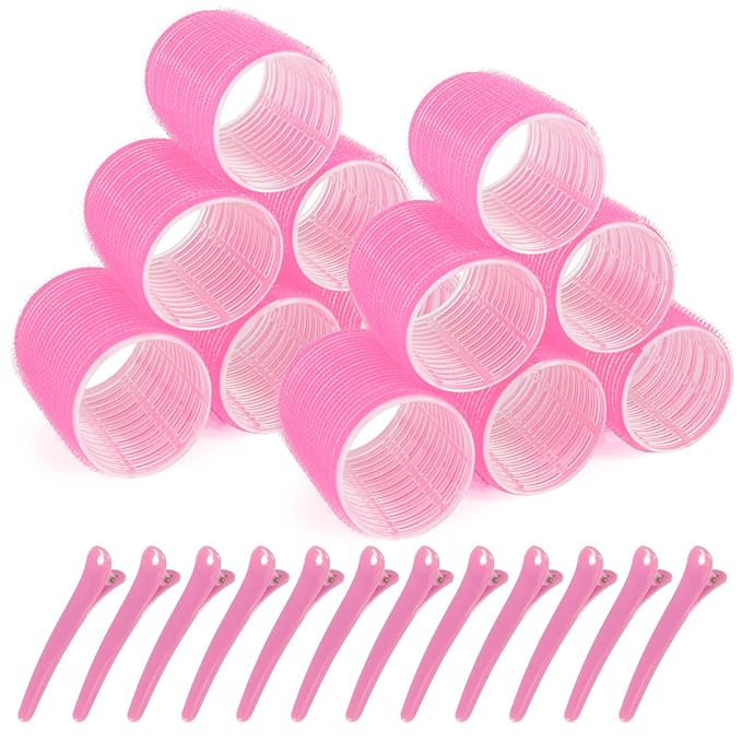 Super Jumbo Hair Rollers, 12 Pack Self Grip Salon Hairdressing Curlers, Hair Curlers Sets, DIY Curly Hairstyle for Long Hair, Colors May Vary, Jumbo Plus