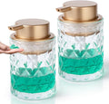 Bathroom Glass Soap Dispenser with Durable Rust-Proof Plastic Liquid Pump (Can't Foam) Hand Lotion Dispenser Antislip Shampoo Kitchen 10oz 2 Pack