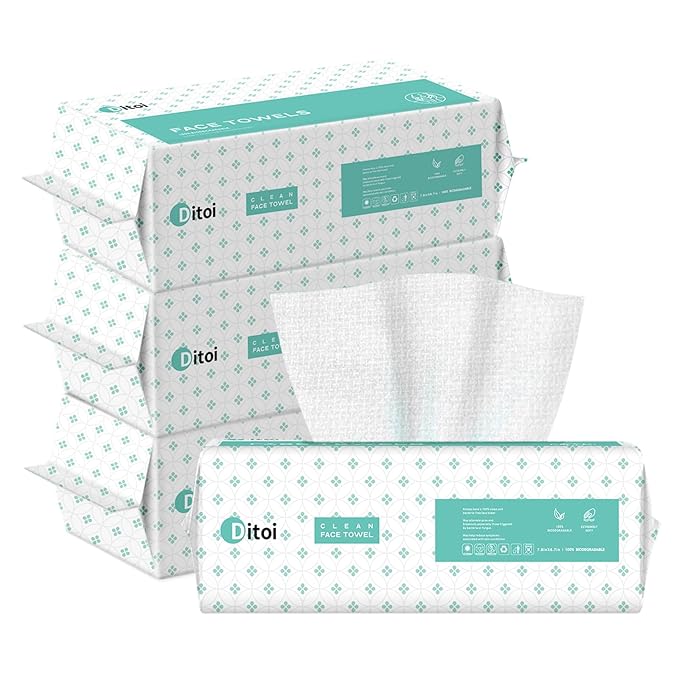 Ditoi Disposable Face Towels,Ultra Soft &Thick Facial Cloths for Makeup Removal, Skincare & Daily Cleansing,Nursing 240 Count
