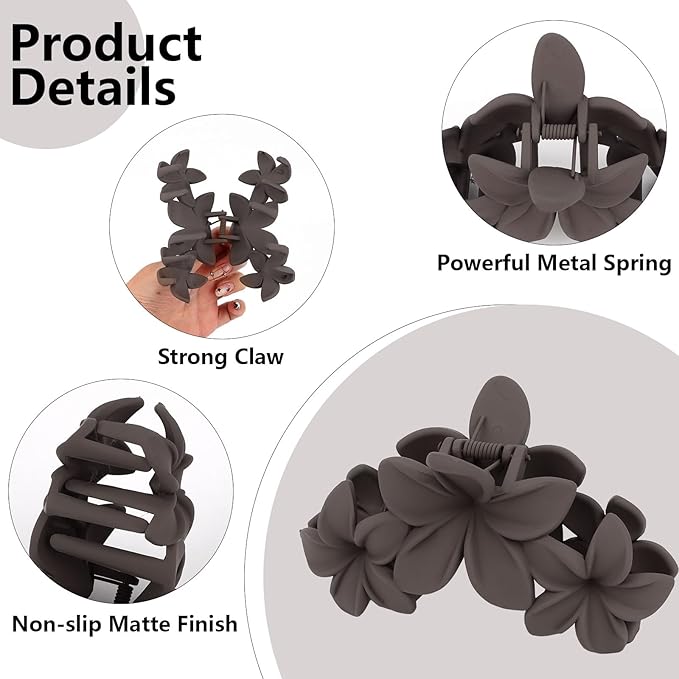 4PCS Flower Hair Clips for Women Matte Flower Claw Clips Non-slip Cute Claws for Thick Thin Hair Strong Hold Fashion Accessories for Women Girls
