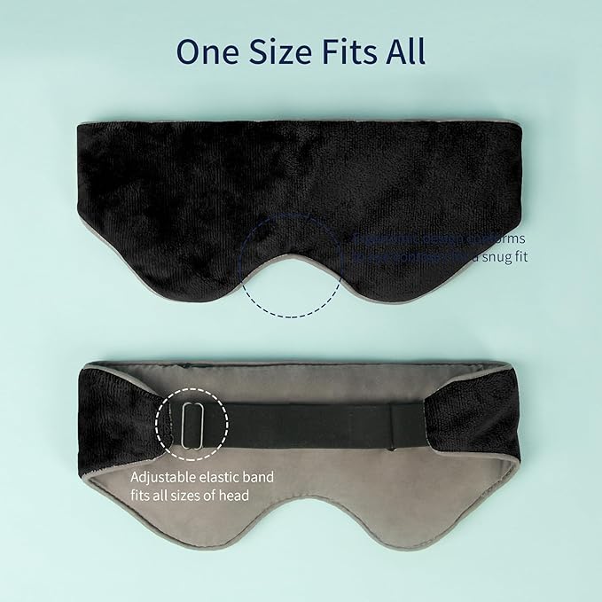 Mr. Sandman Weighted Eye Mask for Sleeping, Blackout Sleep Mask, Reversible Cool & Cozy Compress for Dry Eyes, Headache Migraine Relief, Eye Cover for Travel, Gifts for Women & Men, 0.5 lb, Black