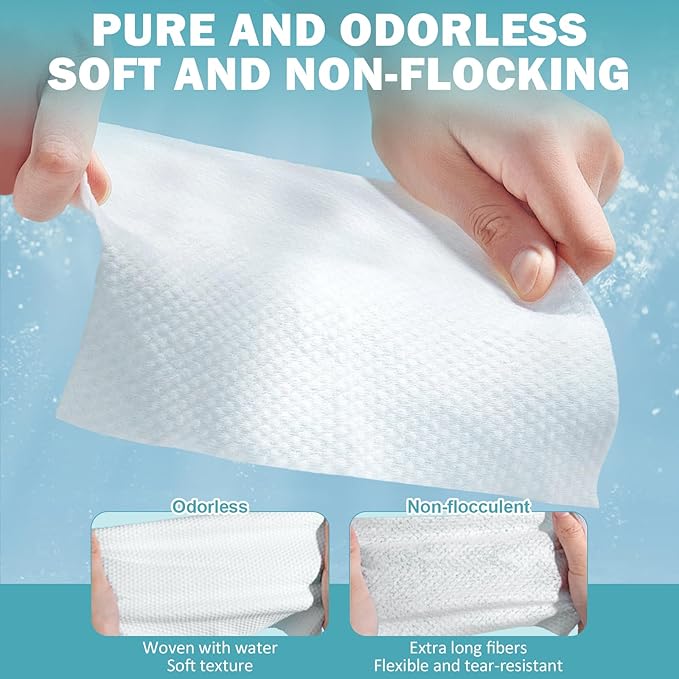 Face Towels, Disposable Face Towel 200 Count, Makeup Remover Dry Wipes, Soft Cotton Dry Wipes Facial Cloths Towelettes for Washing and Drying, Facial Tissue for Cleansing, Skincare