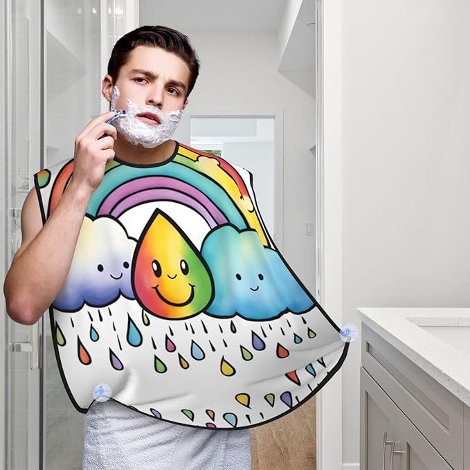 Fall Pumpkin Print Beard Bib Shaving Apron, Beard Hair Trimming Cape Gift For Dad