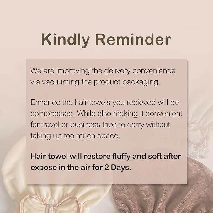 Jseng Microfiber Hair Towel Caps for Women with Cute Bowtie, 2Packs Fast Drying Hair Towel Caps for Curly Long Wet Hair Anti Frizz
