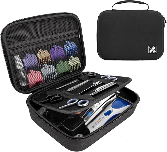Hard Clipper Case for Barbers, Hair Clippers Travel Case for Hatteker/Oneisal/Wahl 5star/Andis Razor Guard Grooming Kits, Hair Cutting Barber Supplies Holder, Trimmer Organizer Storage Bag