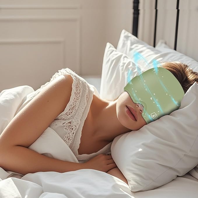 Migraine Relief Cap, All Around Gel Covered Reusable Headache Relief Cap, Black Migraine Cap for Headache Relief, Puffy Eyes (Green)