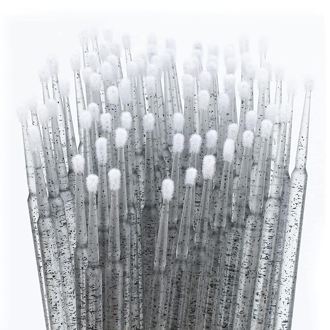 G2PLUS 500PCS Cotton Swabs, Crystal Black Disposable Micro Applicators Brush for Makeup and Personal Care, Micro Swabs for Eyelash Extensions, Nails, Eyeliner (Head Diameter: 2.5mm)