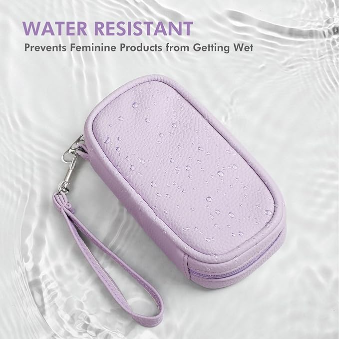 Portable Tampon Storage Bag,Tampon Holder for Purse, Small Organizer Bag with Handle, PU Period Pouch, Small Case for Feminine Products with Zipper Period Bags for Women