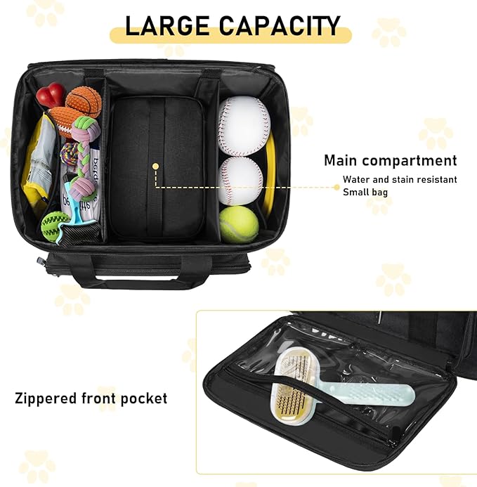 GMAK Large Pet Grooming Bag, Dog Grooming Tote Bags Supplies Organizer Case Pets Tools Organizer Tote for Dog Cat Grooming Tool Kit and Accessories, Black(Bag Only)