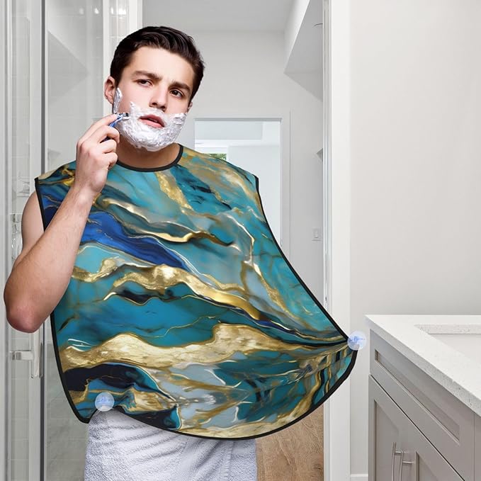 Beautiful Peacock Print Beard Bib Shaving Apron, Beard Hair Trimming Cape Gift For Dad