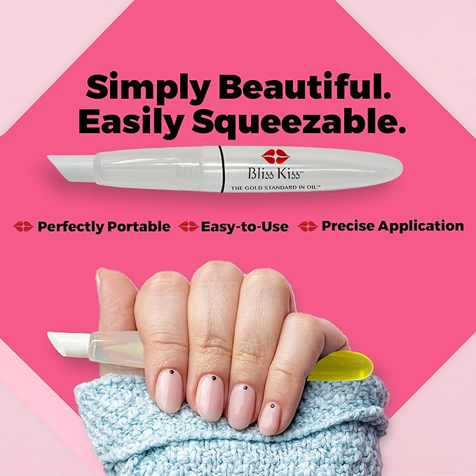 Bliss Kiss Refillable Cuticle Oil Pen for Nails - Empty 8 ml Squeeze Nail Oil Pen with brush applicator from 2-Pack