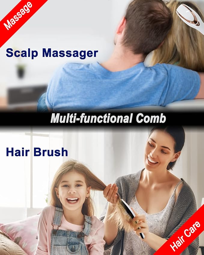 Scalp Massager, Electric Scalp Massage Brush, Hair Massage Brush, Electric Head Scratcher, Massage Comb with Soft Rubber