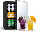 Compact Mini Fridge - 24 Cans/0.9 Cu.Ft Beverage Refrigerator with Mirrored Door & Digital Thermostat, Small Cosmetics Cooler for Skincare, Drinks, Food,Bedroom, Office, Dorm,Black