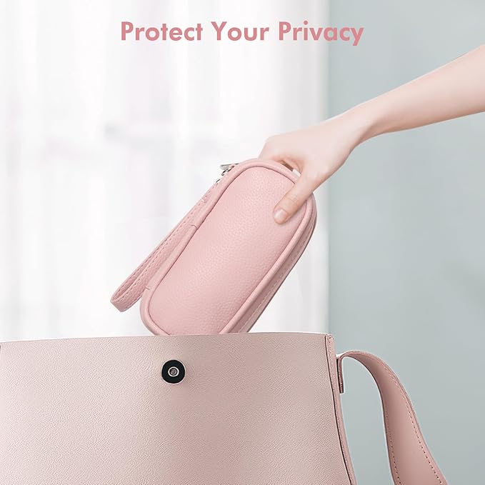 Tampon Holder for Purse, Portable Period Bag with Handle,Travel Pads Tampons Pouch, Pu Leather Small Tampon Organizer Case for Feminine Products, Waterproof Period Bags for Women