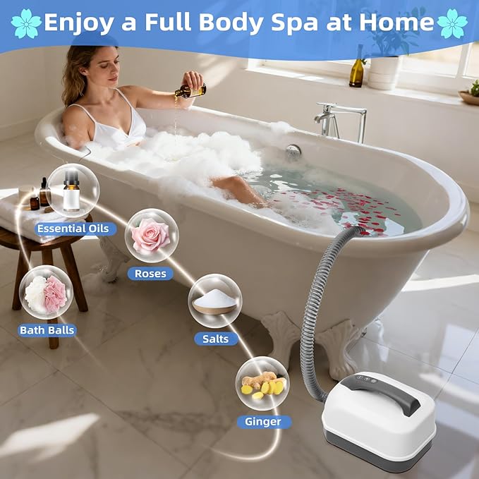 Iridesc Bubble Bath Mat Tub Spa Massager - Portable Spa Bubble Bath Massager with Remote Control, Upgraded Powerful Suction Cup, Pillow, Electric Air Pump, 6-Speed Bubbles for Home Relaxation