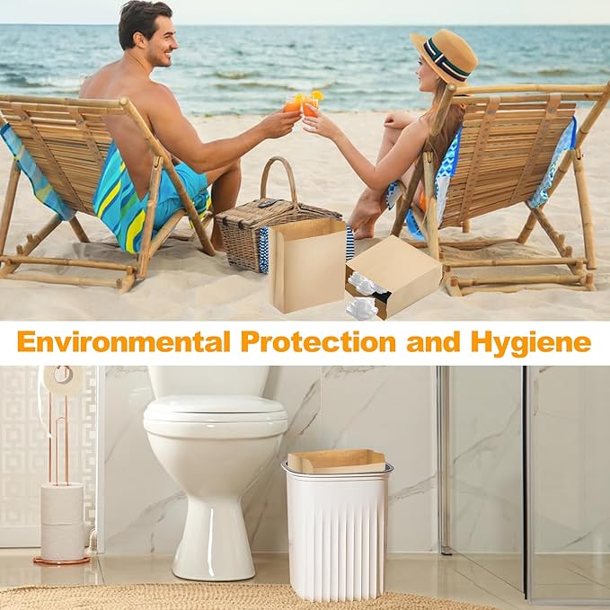 500 Pcs Waxed Sanitary Napkin Disposal Bags - Feminine Hygiene Liner Paper Bags 7.5'' x 10'' x 3.5'' Wax Lined for Bathroom, Commercial, Personal Restroom, Janitorial Dispenser