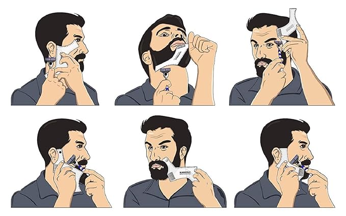 Beardoholic Beard Shaping Tool – 9-in-1 Completely Transparent Design – Achieve Perfectly Precise Lines and Any Beard Shape – Lineup Pencil, Built-In Comb and Trimming Scissors for Maximum Accuracy