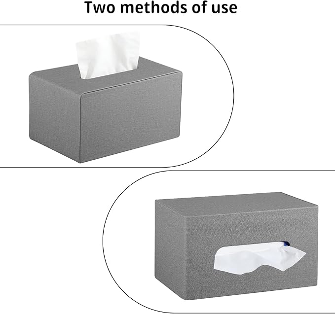 YAPISHI Large Tissue Box Cover Rectangle with Tray Storage, PU Leather Facial Tissue Holder, Fits 230-Count Family Size Kleenex, Modern Nightstand Organizer for Bathroom Office Home Decor
