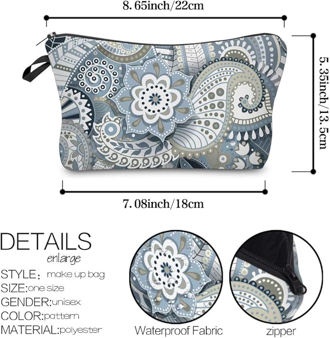 Deanfun Cosmetic Bag for Women, Mandala Flowers Waterproof Makeup Bags Roomy Toiletry Pouch Travel Accessories Gifts (51559)