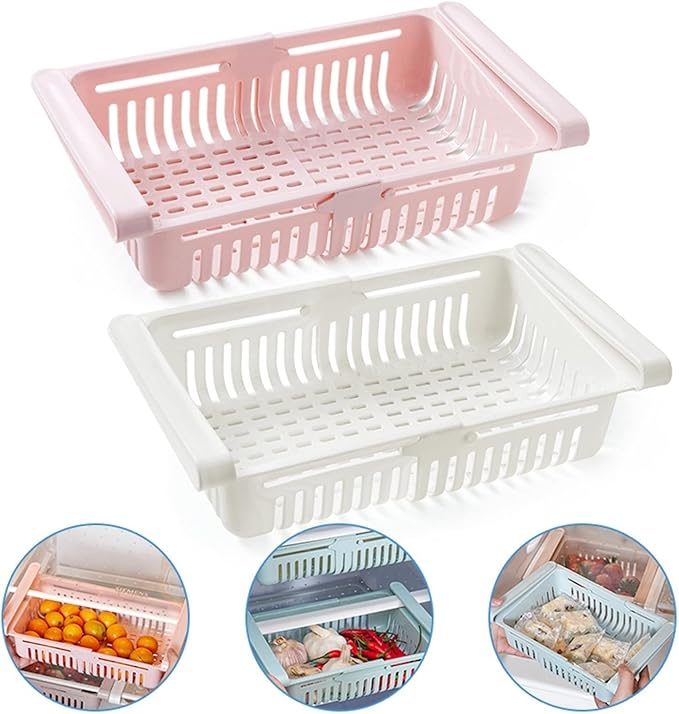 Cosmetic Jewelry Storage Box, 1PC Fridge Organizer Storage Box Refrigerator Drawer Plastic Storage Container Shelf Fruit Egg Food Storage Box Kitchen Gadgets Eggs(Kakhi)