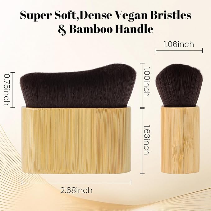 Self Tanner Brush - Kabuki Brush for Body Foundation Makeup, Blending Applicator for Tanner for Leg Makeup, Self Tanning Mitt for Body Makeup, Achieves Sunless Streak-Free Fake Tan Durable (Bamboo)