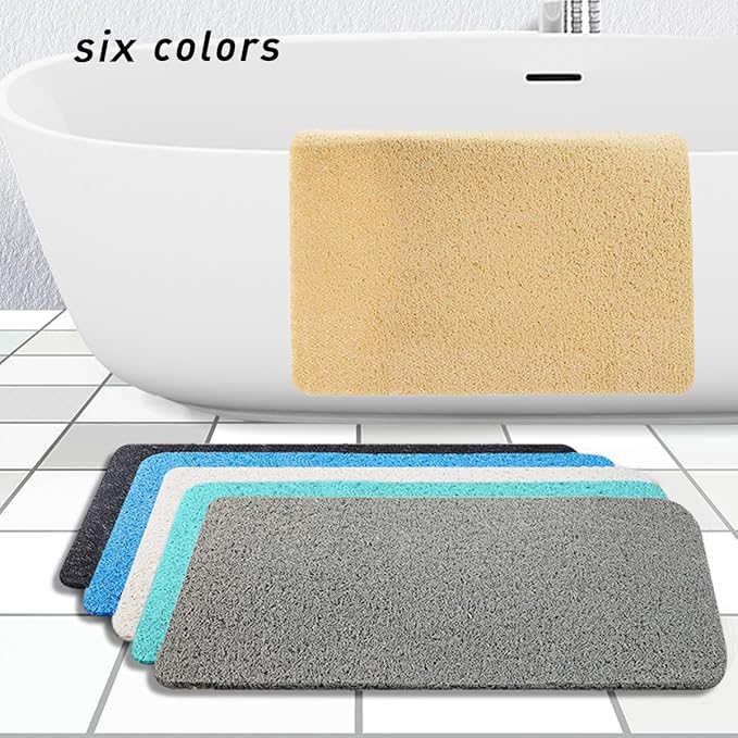 Asvin Soft Textured Bath, Shower, Tub Mat, 35x16 Inch, Phthalate Free, Non Slip Comfort Bathtub Mats with Drain, PVC Loofah Bathroom Mats for Wet Areas, Quick Drying