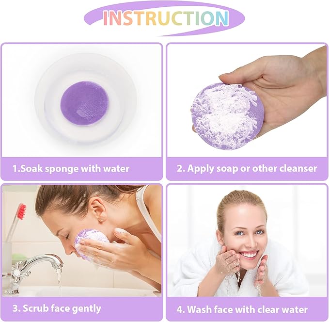 120Pcs Facial Compressed Facial Sponges for Women, Coldairsoap PVA Professional Makeup Sponge Female Removal Pads Compress Exfoliating Face Cleansing Rounds Wash Pad as Valentine's Day Gift