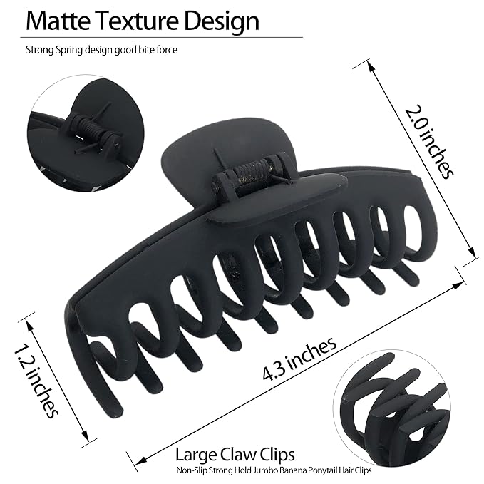 OWIIZI Hair Clip, Large Claw Clips for Thick Hair, Non-Slip Cute Flower Matte Big Hair Clips, Strong Hold Barrette Jumbo Hair Clips for Women, 6 Pieces Set