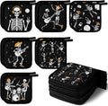 Bencailor 12 Pcs Pot Holders with Pocket Kitchen Hot Potholders Hot Pad Oven Mitts Cookie Bag Oven Gloves for Kitchen Gift Baking Cooking(Black,Skull)