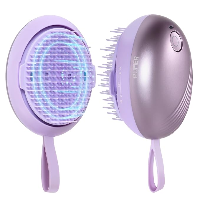 Electric Scalp Massager – Rechargeable Head Massager with Anion Technology, Portable Anti-Frizz Scalp Tool, Scalp Massager Gift for Men & Women(Purple)