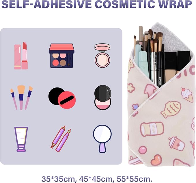 Walking Way Self-Adhesive Magic Cloth Makeup Bag, Magic Pocket Lazy Makeup Bag, Foldable Cosmetic Pouch, Portable Lens Protective Wrap, Stylish Travel Organizer for Beauty, Travel, Gifts & Daily