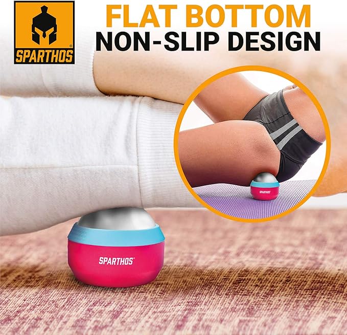 Sparthos Cold Massage Roller Ball - Fitness Cryosphere Massager - Cryo Cryocup Ice Massage Cups - for Muscle, Face, Body Muscles - Manual Polar Icing Cooling Balls - Recoup Message (Wild Pink, 60mm)