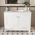 Montary 42" Bathroom Vanity with 43" Sintered Stone Carrara Gold Top, Modern Stylish MDF Bathroom Storage Cabinet, Vanity Set with 2 Doors and One Large Divided Drawer, White (Single Hole)