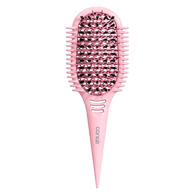 Conair Curl Define Pro Hair Brush for Curly Hair, For Longer Hair with Tight Curls, Dual Vents with Continuous Grooves, Mixed Bristles for Frizz-Free Detangling, Smoothing, and Curl Definition
