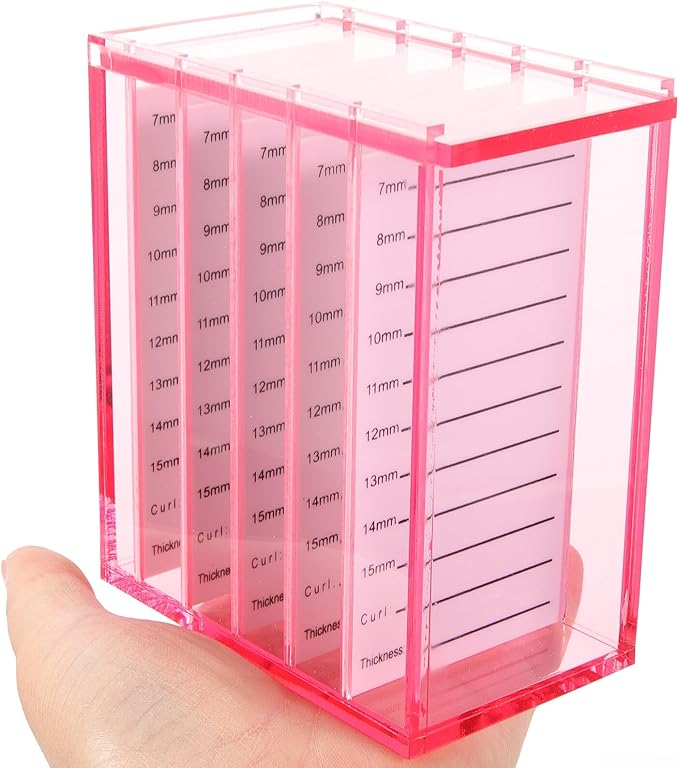 Cabilock 5-layer Acrylic False Eyelash Storage Box Large Lash Organizer Case for Travel and Makeup with Sturdy Lash Holder in Rose Red