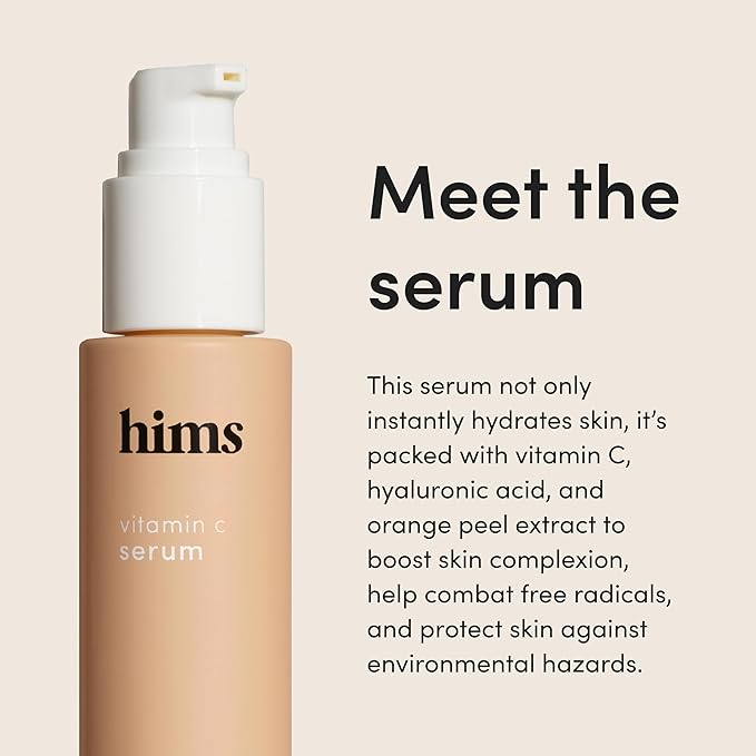 hims Vitamin C Serum - Vitamin C, Hyaluronic Acid, & Orange Peel Extract - Brightening Serum for Men - Softens Skin & Reduces Appearance of Wrinkles - Paraben-Free, Vegan Formula - 1 Fl Oz