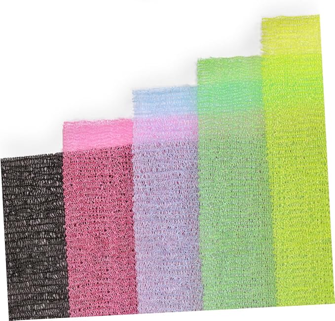 5pcs Exfoliating Back Scrubber Strap for Skin Massage and Cleansing Random Colors for Bathing and Shower Use