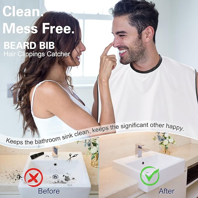 Beard Bib Apron, Adjustable Beard Trimming Hair Catcher, Christmas Gift for Dad