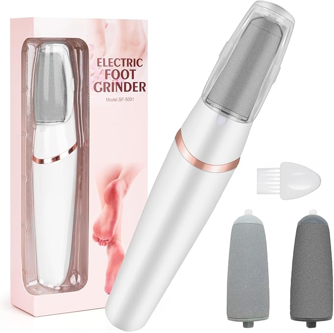 Electric Foot File and Callus Remover,Professional Pedicure Tools for Dry, Calluses, Dead, Cracked, Hard Skin,Equipped with 2 Grinding Heads and 1 Cleaning Brush