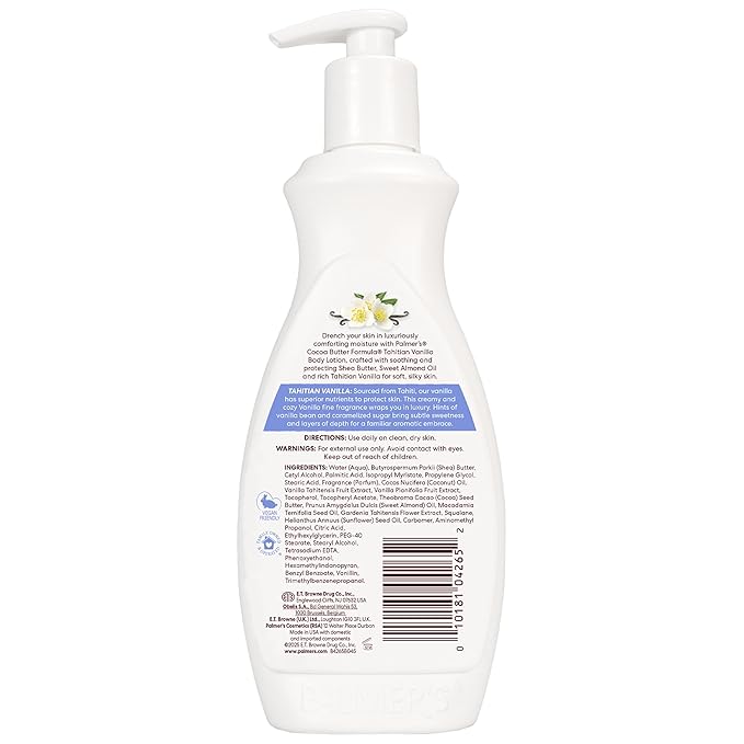 Palmer's Cocoa Butter Formula Tahitian Vanilla Body Lotion,13.5 Oz, Daily Moisturizing Lotion for Dry Skin with Shea Butter & Vitamin E, Hydrates & Protects, Provide 48-Hour Deep Moisture,(Pack of 2)