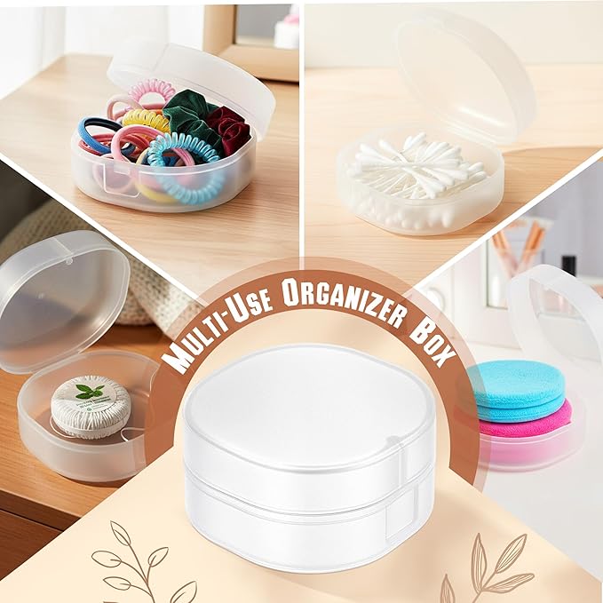 8 Pcs Portable Plastic Travel Cotton Pad Holder with Hanging Loop – Frosted Translucent Cosmetic Case for Makeup Cotton Balls, Toner Pads, and Powder Puff Organization